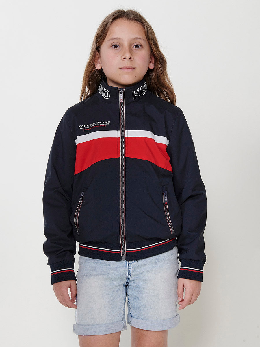 Cazadora Niño Cuello Redondo Cremallera – Koroshi Navy