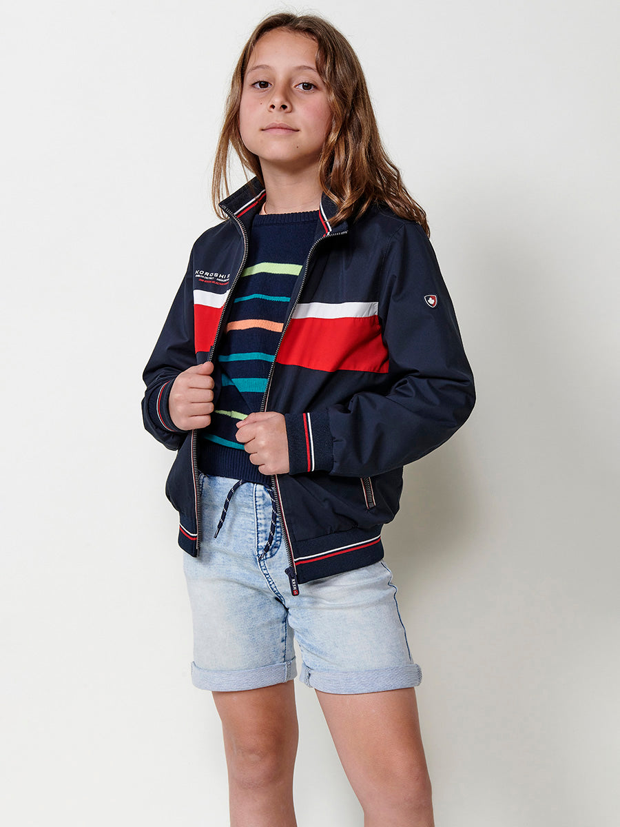 Cazadora Niño Cuello Redondo Cremallera – Koroshi Navy