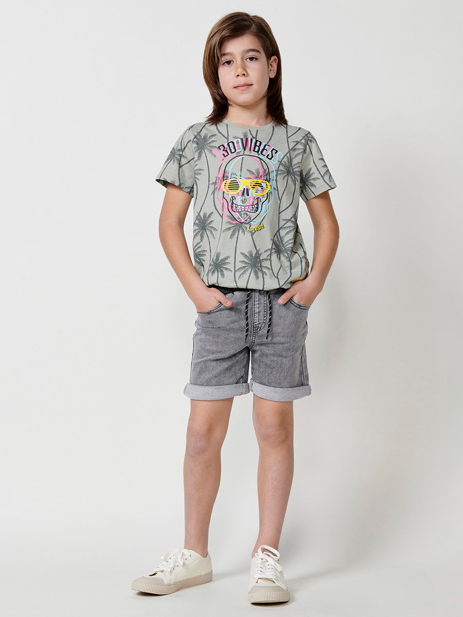 Camiseta Niño Manga Corta Calavera Palmeras – Koroshi Kaki