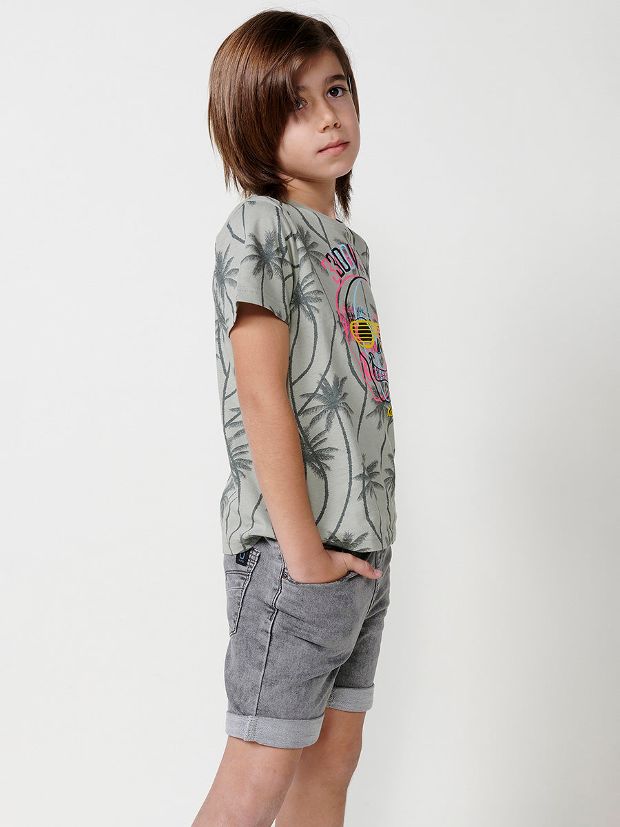 Camiseta Niño Manga Corta Calavera Palmeras – Koroshi Kaki