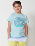 Camiseta Niño Manga Corta Letras Relieve – Koroshi Verde Agua