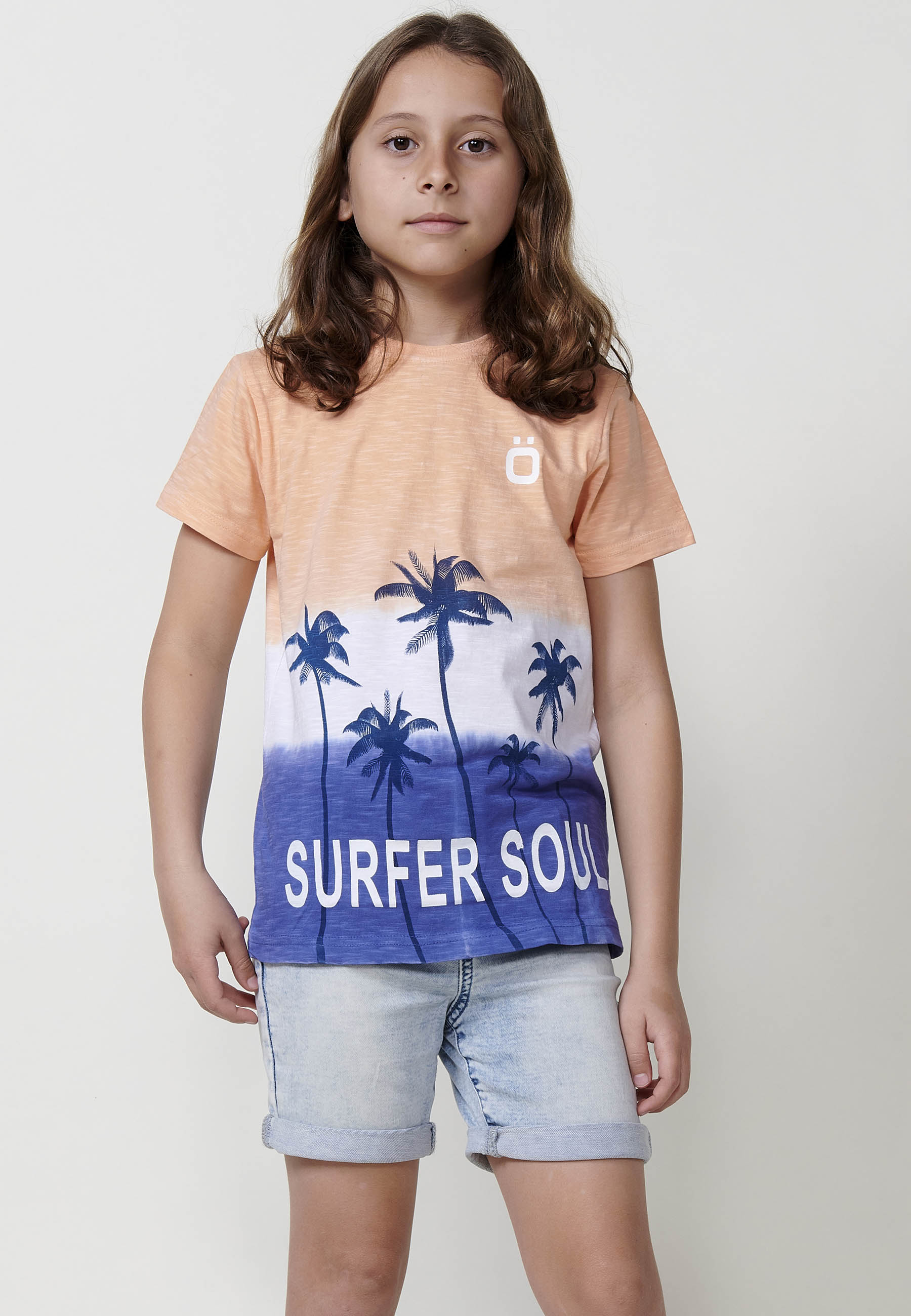 Camiseta Niño Manga Corta Dip Dye Palmeras – Koroshi Multicolor