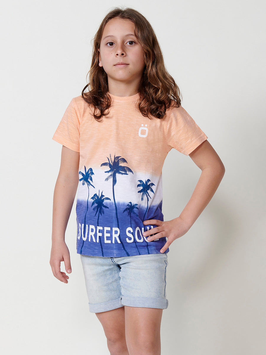 Camiseta Niño Manga Corta Dip Dye Palmeras – Koroshi Multicolor