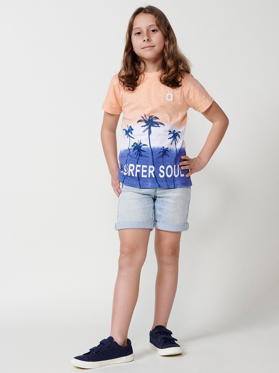 Camiseta Niño Manga Corta Dip Dye Palmeras – Koroshi Multicolor