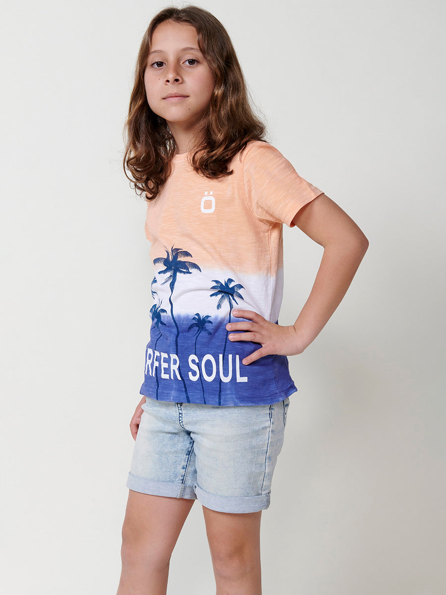 Camiseta Niño Manga Corta Dip Dye Palmeras – Koroshi Multicolor