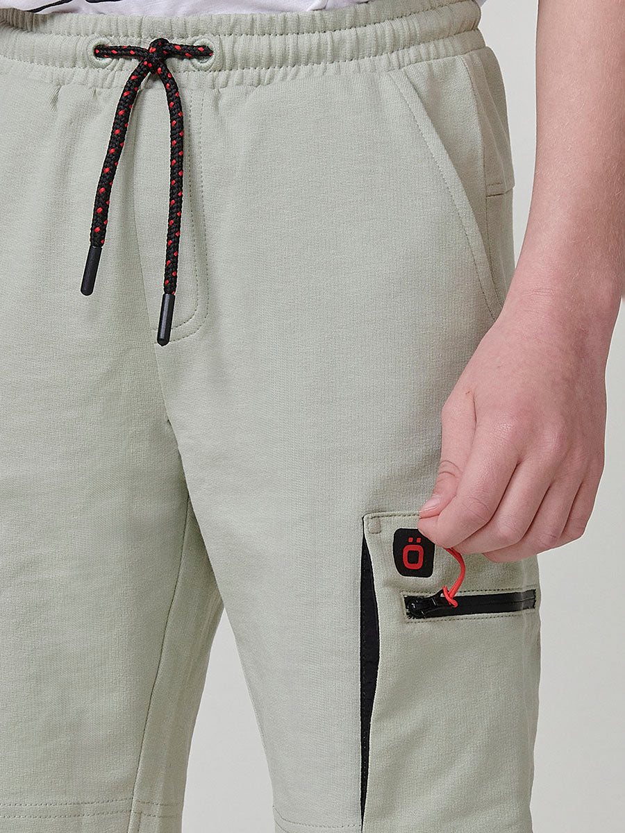 Pantalón Corto Cargo Niño Punto Algodón Cremallera – Koroshi Kaki