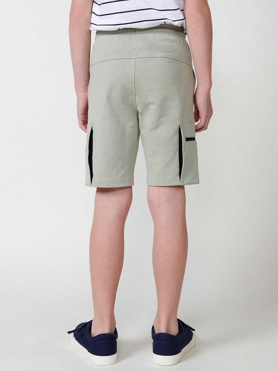 Pantalón Corto Cargo Niño Punto Algodón Cremallera – Koroshi Kaki