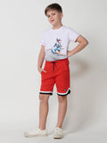 Pantalón Corto Niño Punto Algodón Bolsillo Trasero – Koroshi Rojo