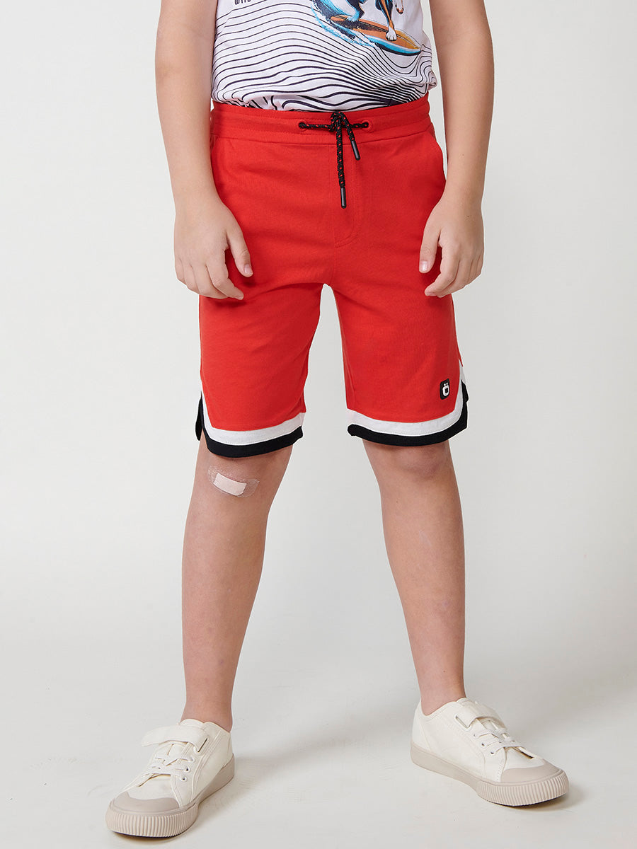 Pantalón Corto Niño Punto Algodón Bolsillo Trasero – Koroshi Rojo
