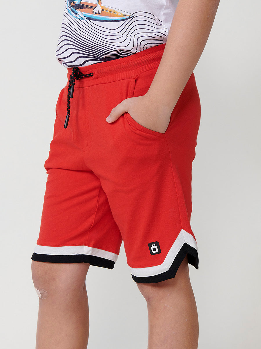Pantalón Corto Niño Punto Algodón Bolsillo Trasero – Koroshi Rojo