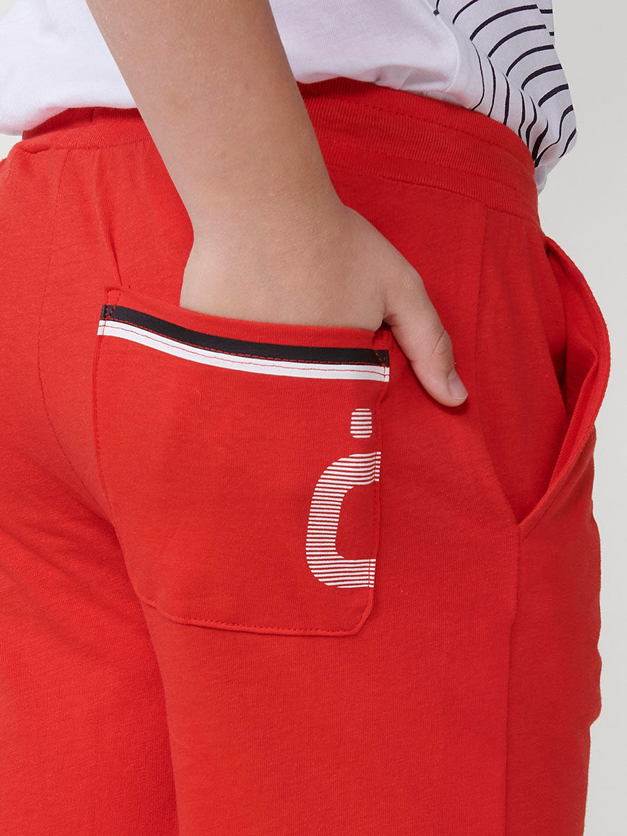 Pantalón Corto Niño Punto Algodón Bolsillo Trasero – Koroshi Rojo