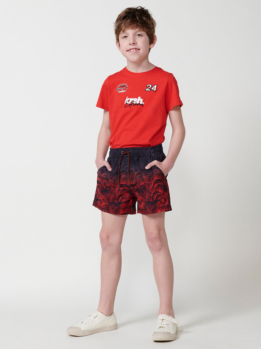 Bañador Niño Tipo Short Dip Dye Palmeras – Koroshi Rojo