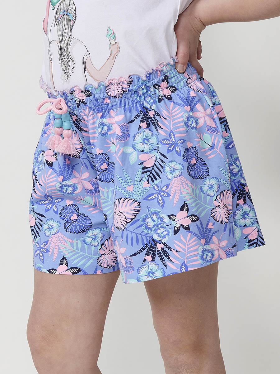 Short Niña Efecto Falda Cintura Paperbag – Koroshi Azul
