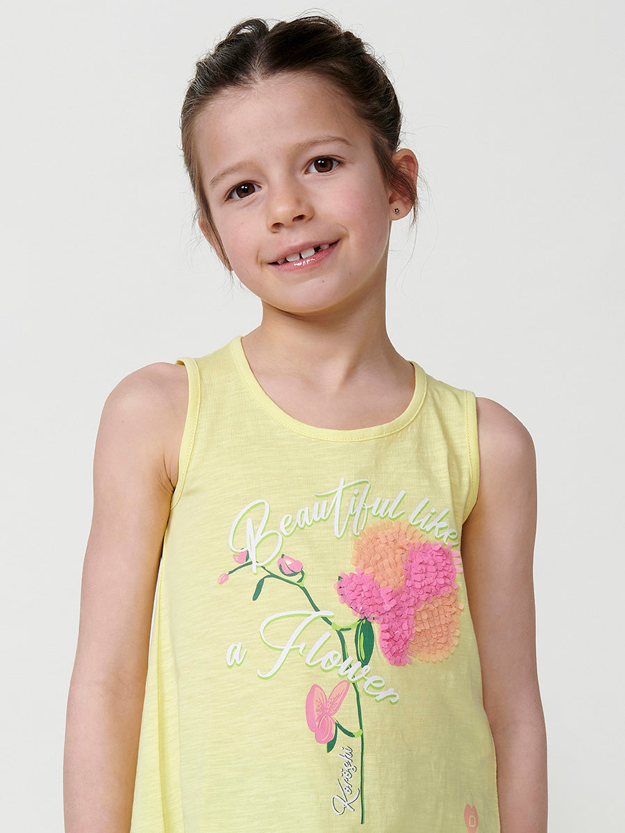 Top Niña Sin Mangas Orquídea Bordada – Koroshi Amarillo