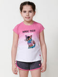 Top Niña Manga Corta Degradado Gato Lentejuelas – Koroshi Fucsia