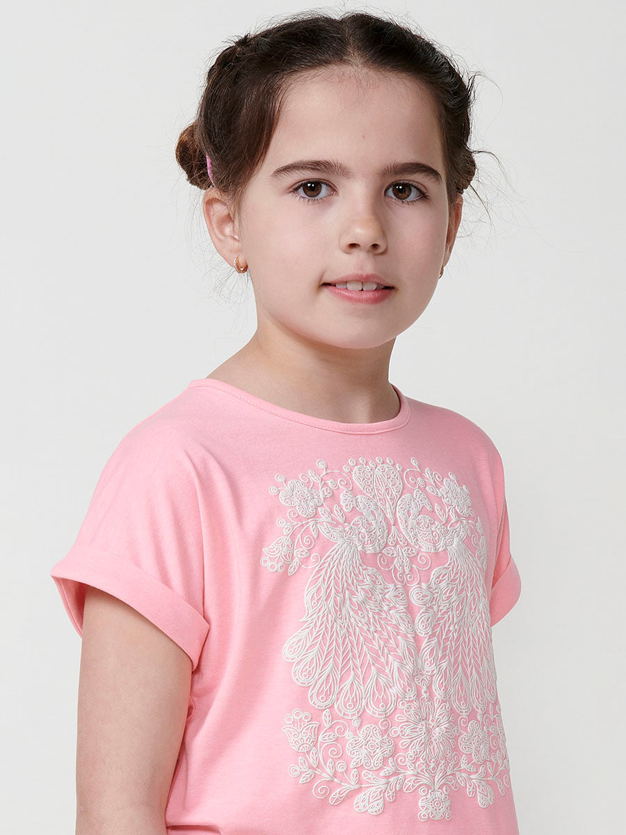 Top Niña Manga Corta Estampado en Relieve – Koroshi Rosa