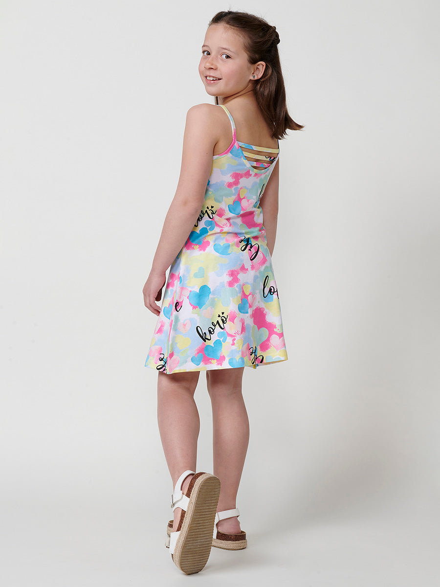 Vestido Niña Tirantes Estampado Acuarela – Koroshi Multicolor