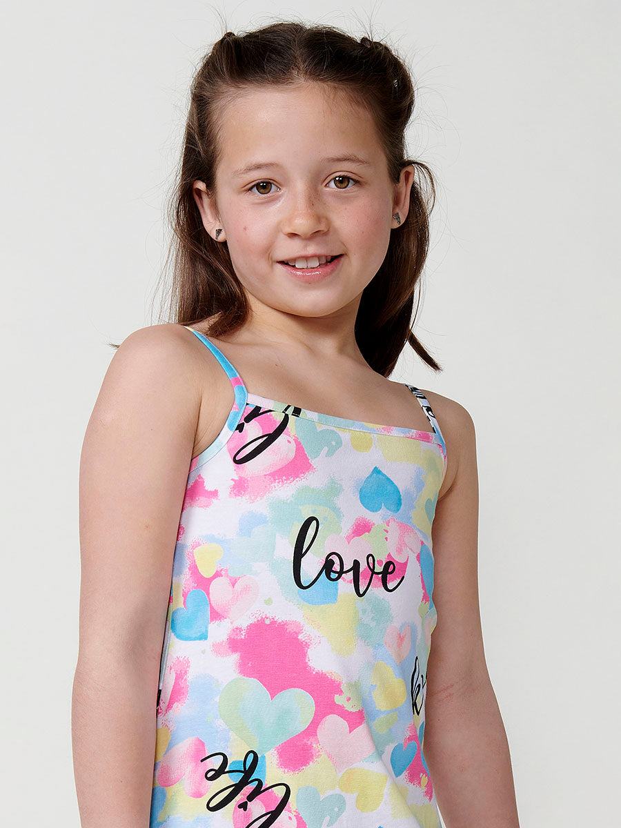 Vestido Niña Tirantes Estampado Acuarela – Koroshi Multicolor