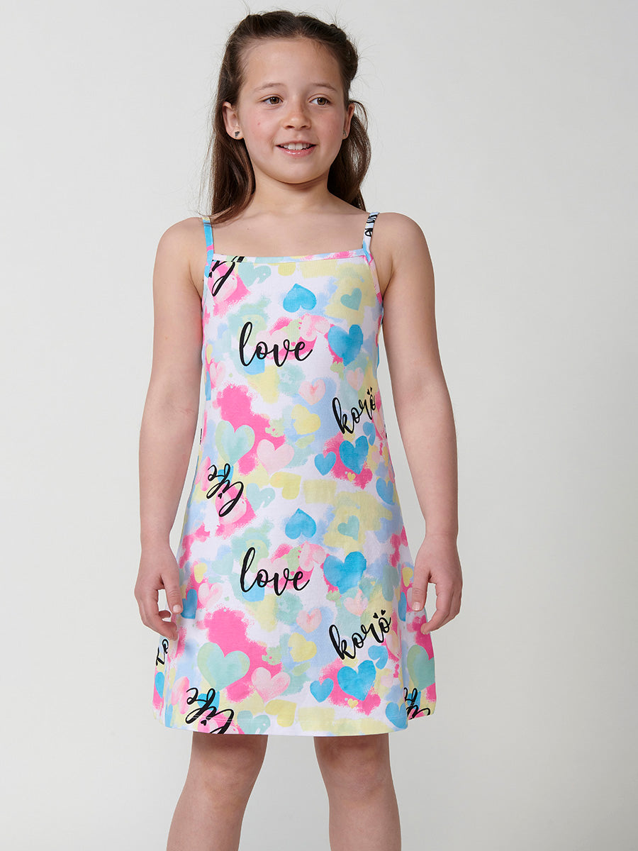 Vestido Niña Tirantes Estampado Acuarela – Koroshi Multicolor