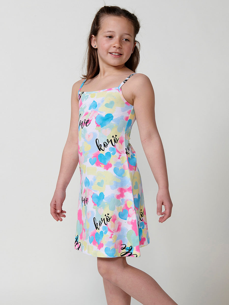Vestido Niña Tirantes Estampado Acuarela – Koroshi Multicolor