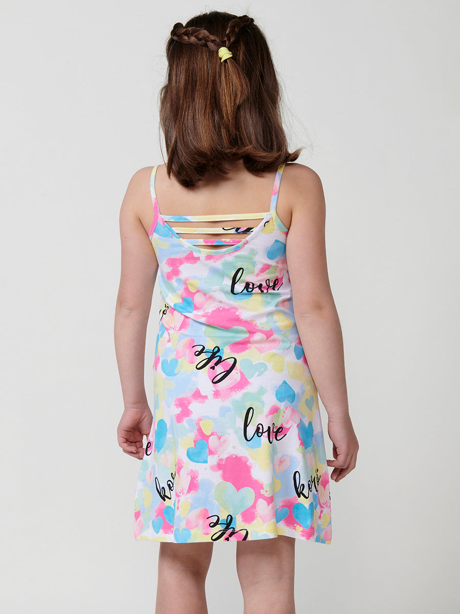 Vestido Niña Tirantes Estampado Acuarela – Koroshi Multicolor