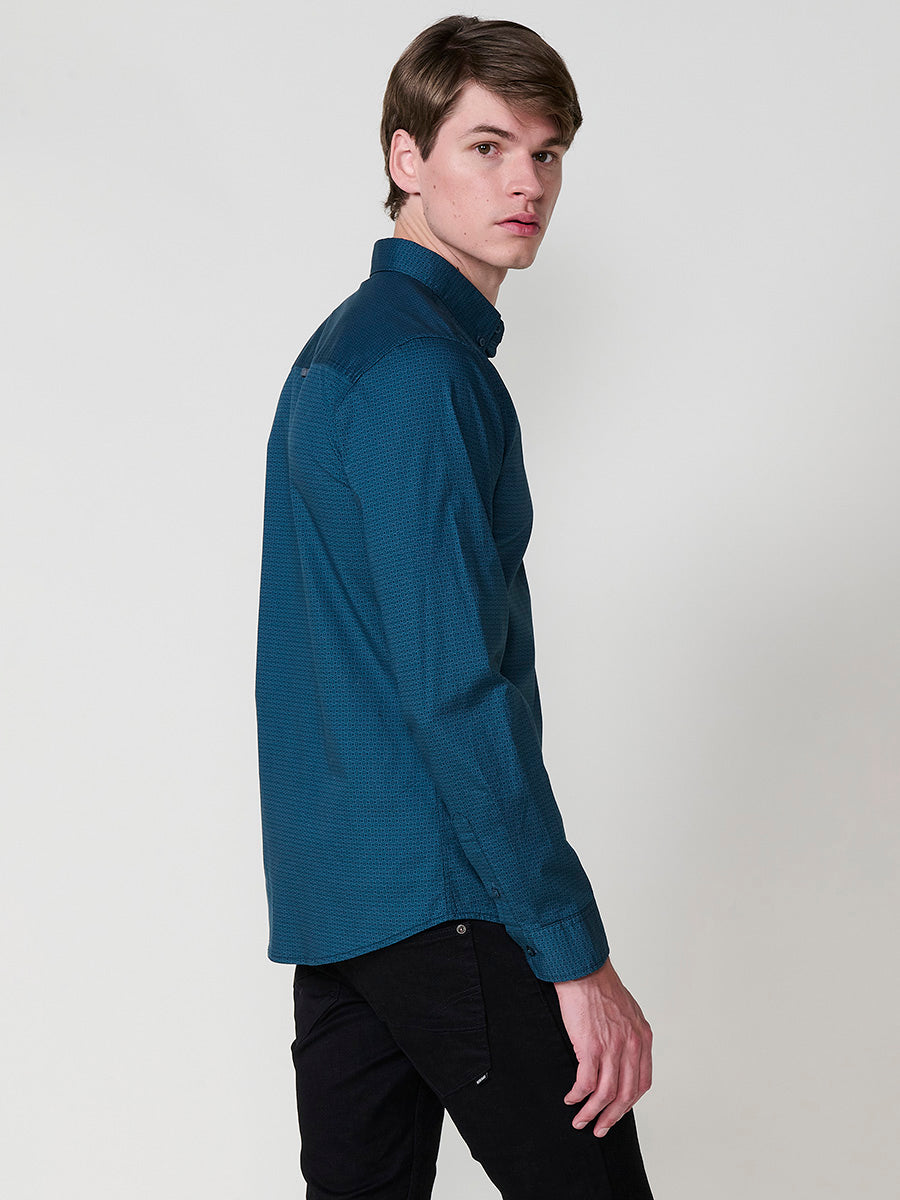 Camisa Hombre Manga Larga Micro Estampado Algodón – Koroshi 2521CL30