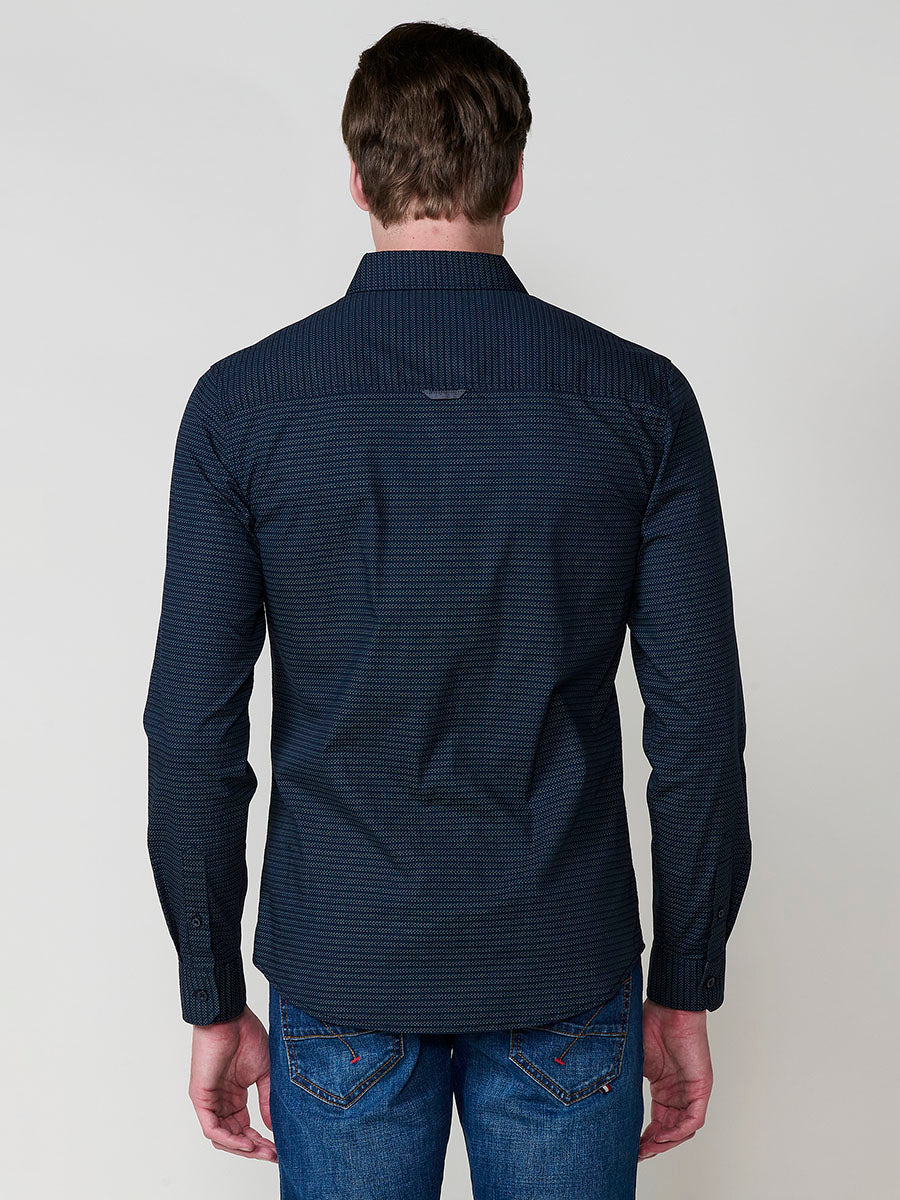 Camisa Hombre Manga Larga Micro Estampado Algodón – Koroshi 2521CL30