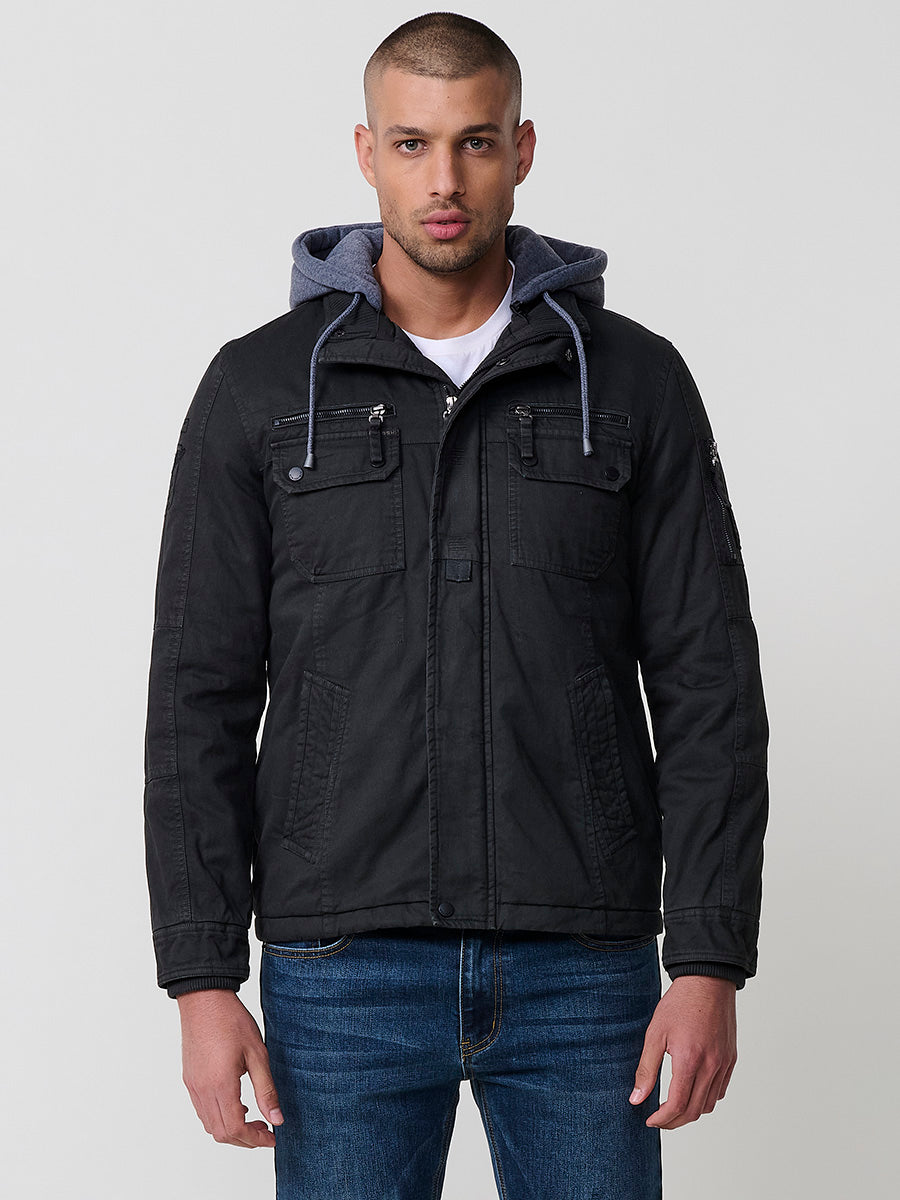 Chaqueta Cazadora Militar Hombre Algodón con Capucha – Koroshi 2521JA22