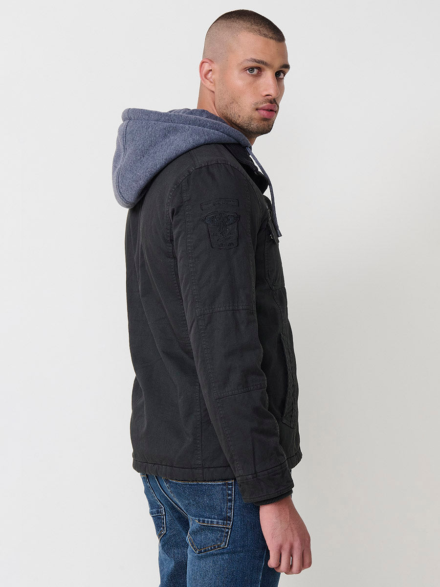 Chaqueta Cazadora Militar Hombre Algodón con Capucha – Koroshi 2521JA22