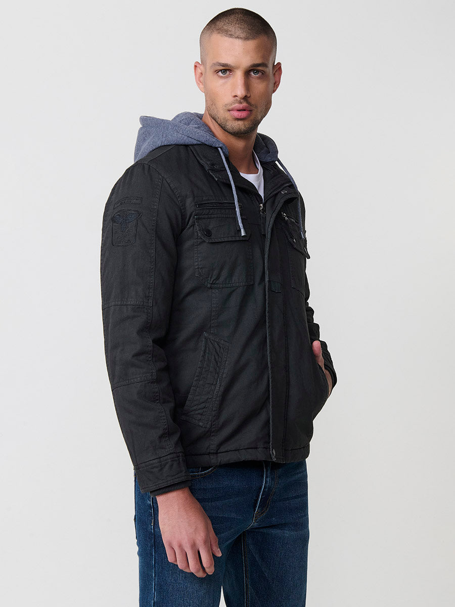 Chaqueta Cazadora Militar Hombre Algodón con Capucha – Koroshi 2521JA22