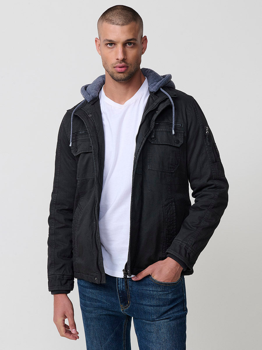 Chaqueta Cazadora Militar Hombre Algodón con Capucha – Koroshi 2521JA22