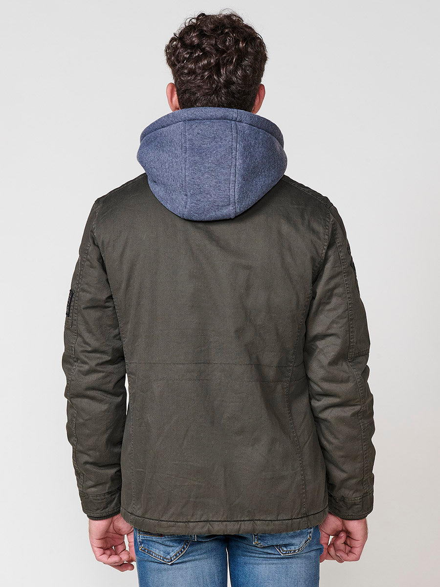 Chaqueta Cazadora Militar Hombre Algodón con Capucha – Koroshi 2521JA22
