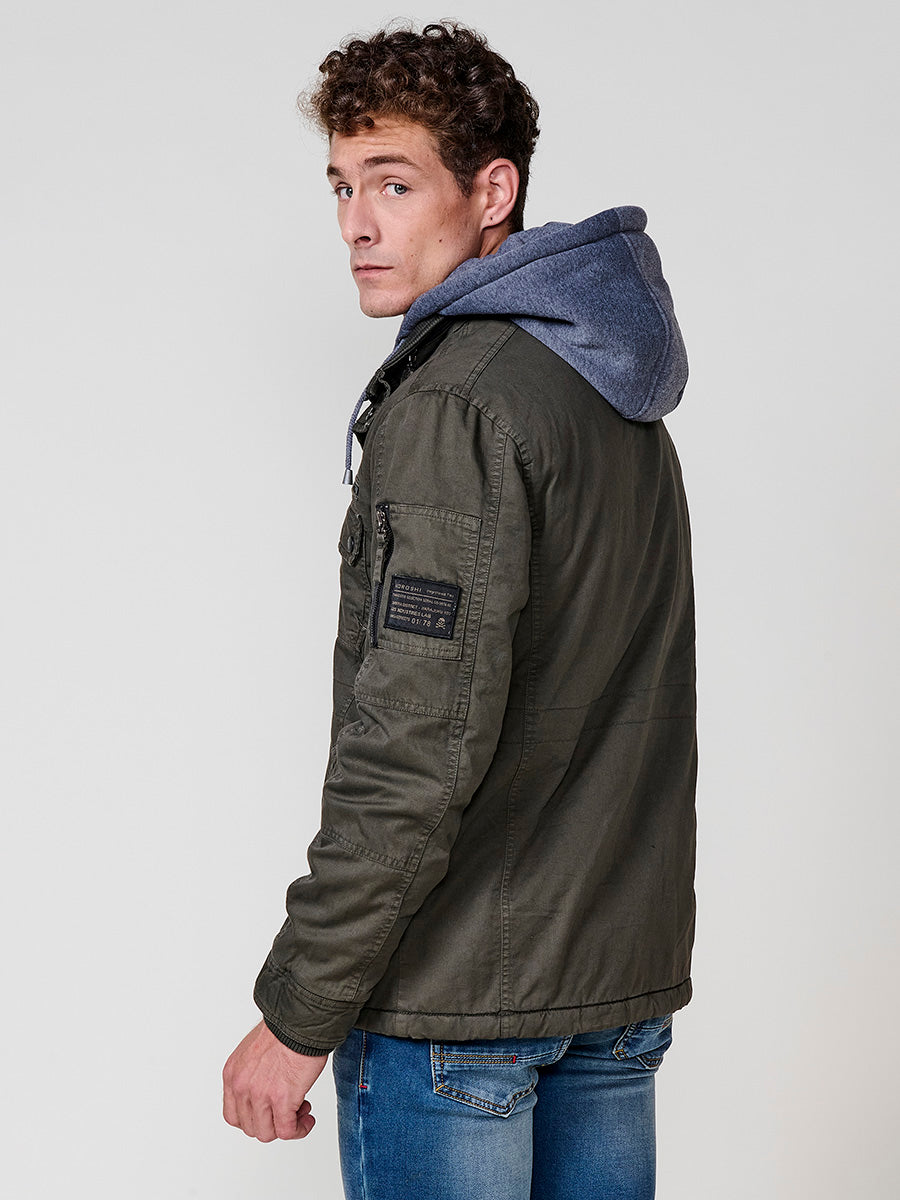 Chaqueta Cazadora Militar Hombre Algodón con Capucha – Koroshi 2521JA22