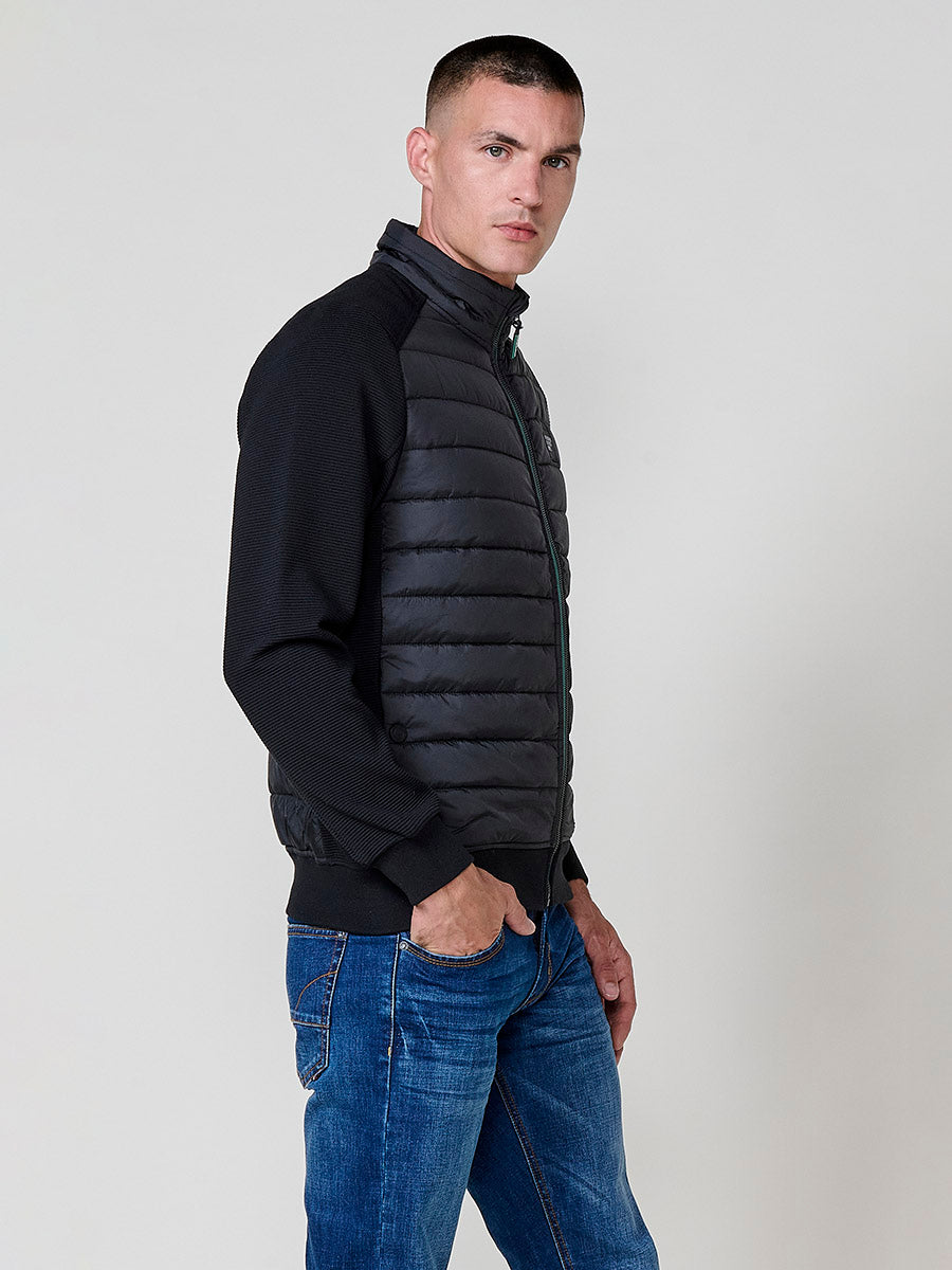 Chaqueta Acolchada Hombre Combinada con Punto – Koroshi Negro