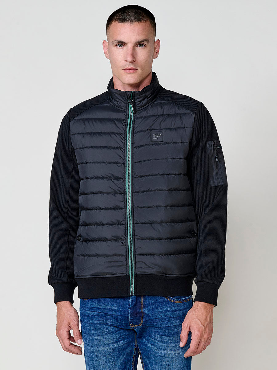 Chaqueta Acolchada Hombre Combinada con Punto – Koroshi Negro