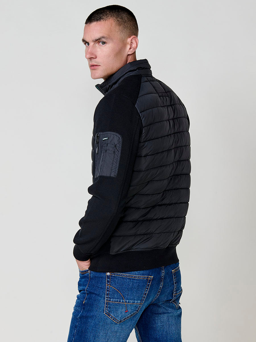 Chaqueta Acolchada Hombre Combinada con Punto – Koroshi Negro