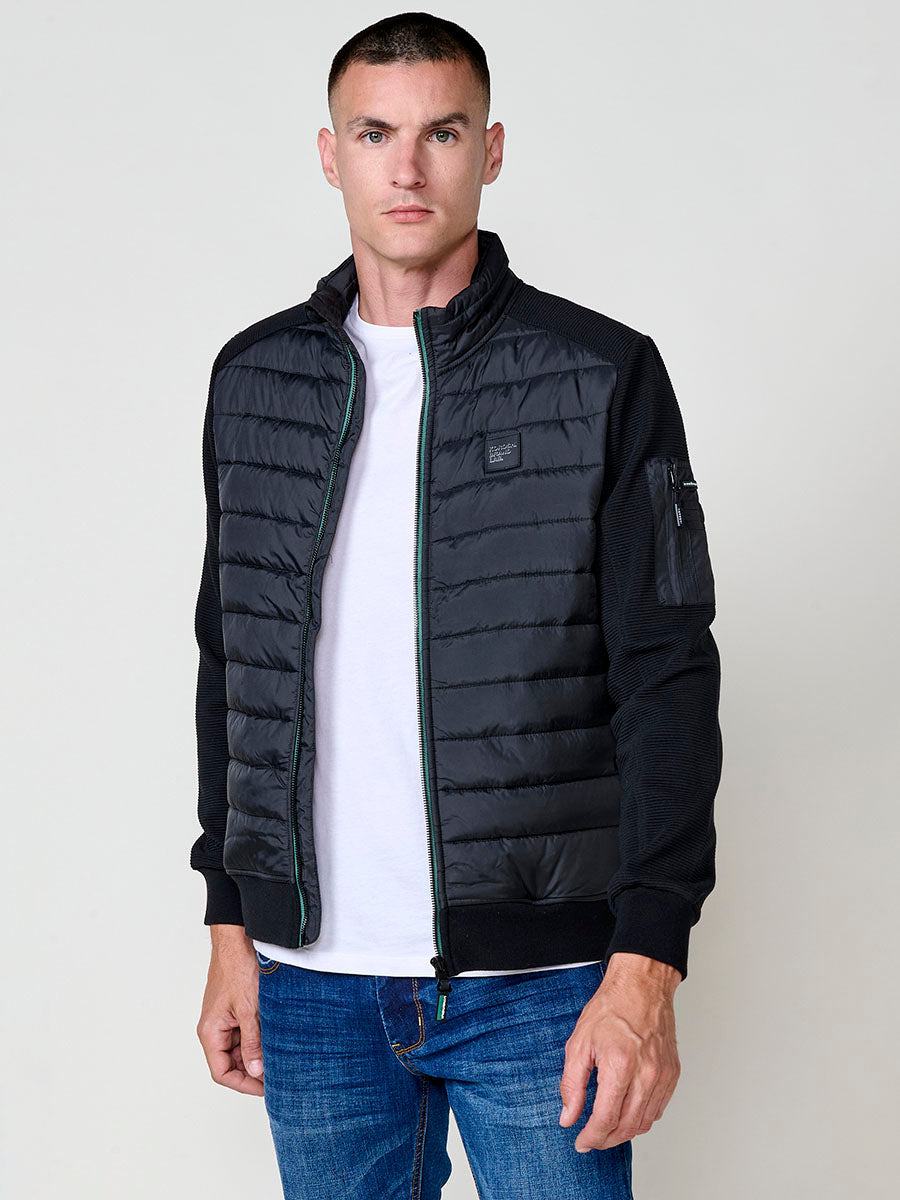 Chaqueta Acolchada Hombre Combinada con Punto – Koroshi Negro