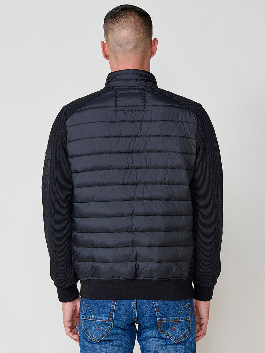 Chaqueta Acolchada Hombre Combinada con Punto – Koroshi Negro