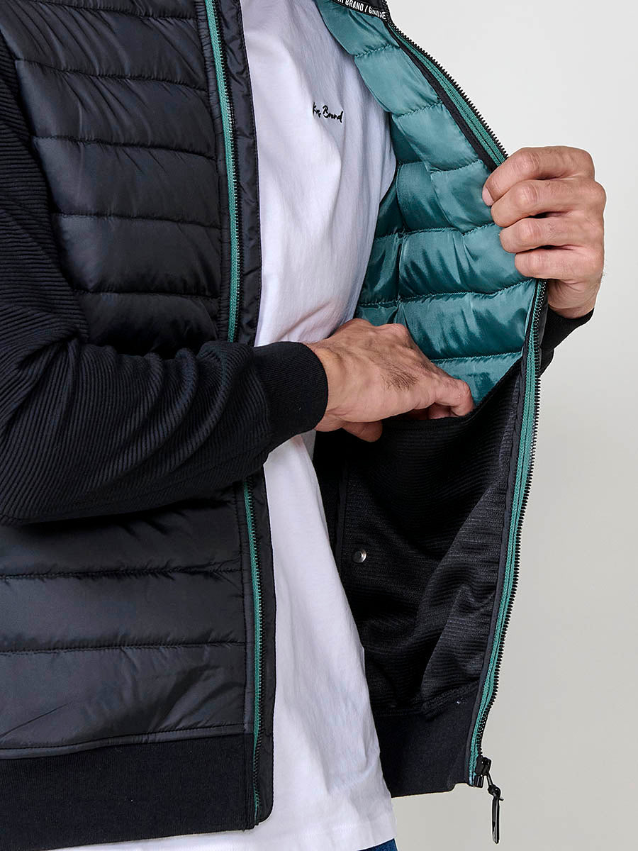 Chaqueta Acolchada Hombre Combinada con Punto – Koroshi Negro