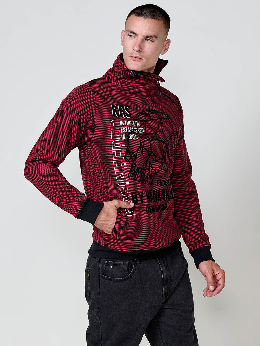 Sudadera Hombre Cuello Alto con Cremallera y Estampado – Koroshi 2521SU17