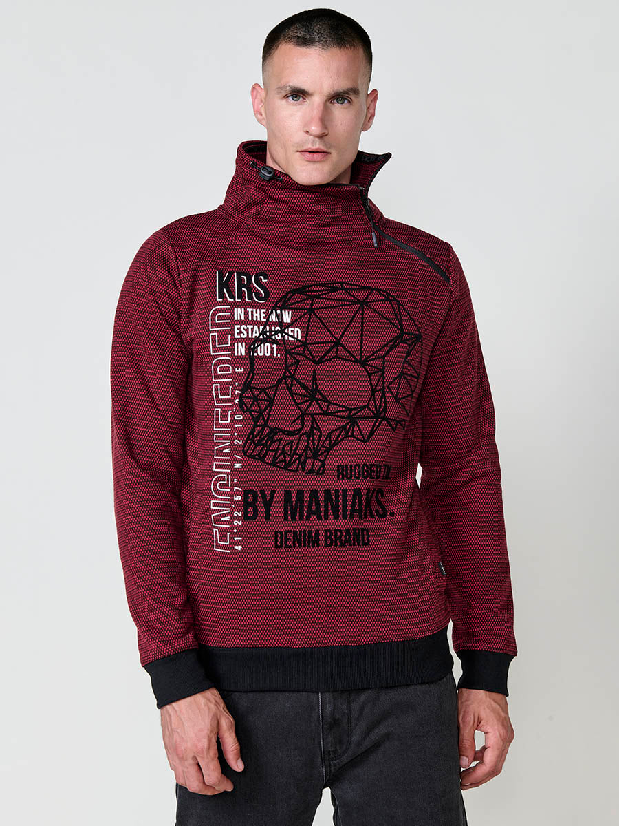 Sudadera Hombre Cuello Alto con Cremallera y Estampado – Koroshi 2521SU17