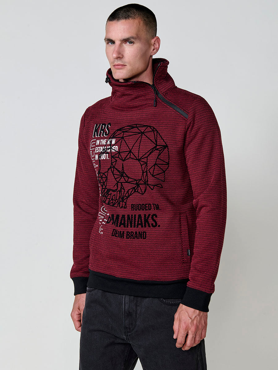 Sudadera Hombre Cuello Alto con Cremallera y Estampado – Koroshi 2521SU17