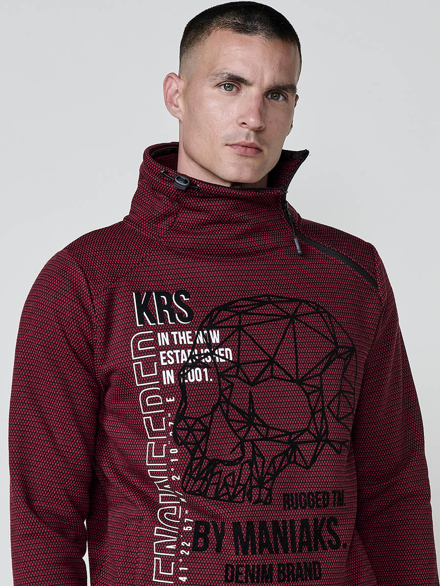 Sudadera Hombre Cuello Alto con Cremallera y Estampado – Koroshi 2521SU17