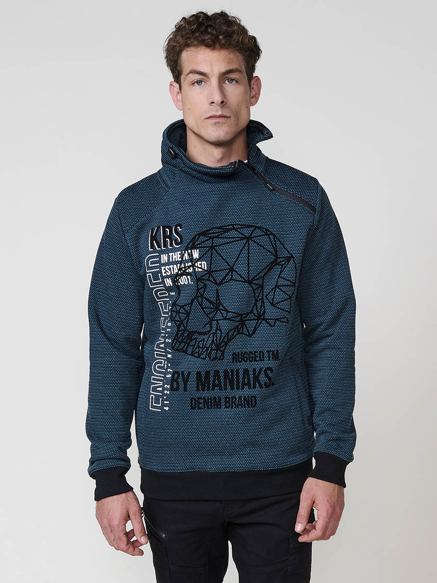 Sudadera Hombre Cuello Alto con Cremallera y Estampado – Koroshi 2521SU17
