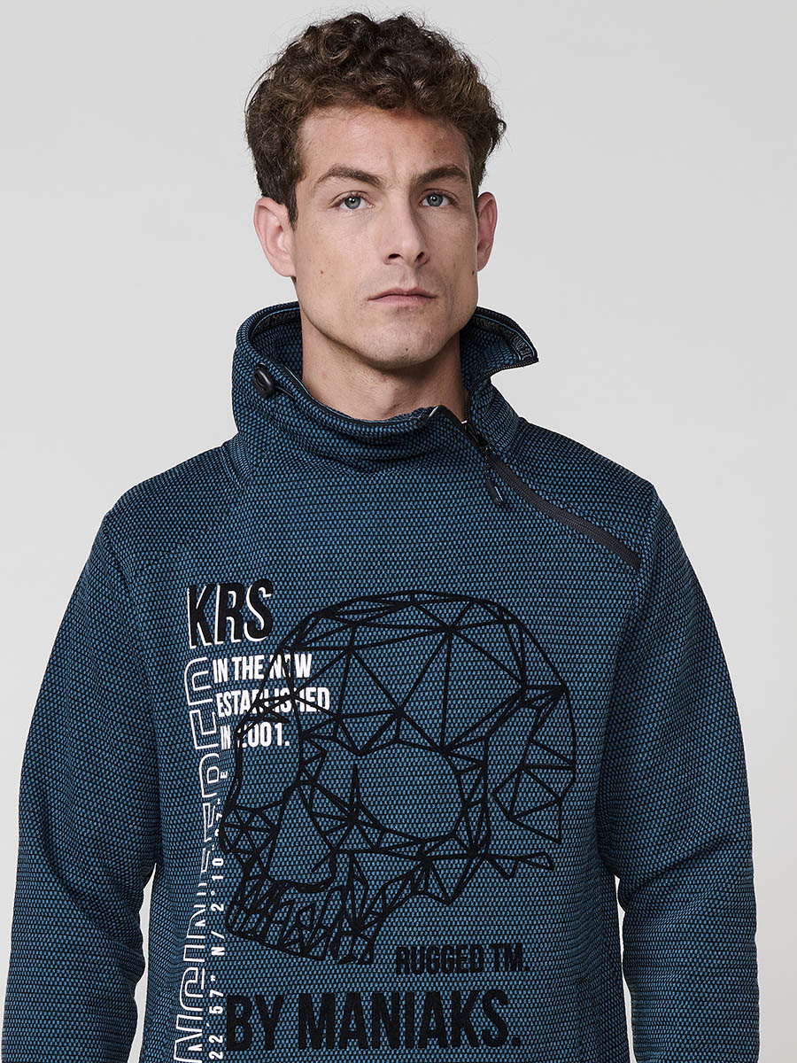 Sudadera Hombre Cuello Alto con Cremallera y Estampado – Koroshi 2521SU17