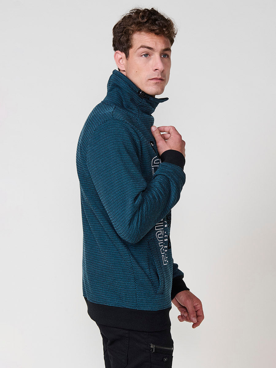 Sudadera Hombre Cuello Alto con Cremallera y Estampado – Koroshi 2521SU17