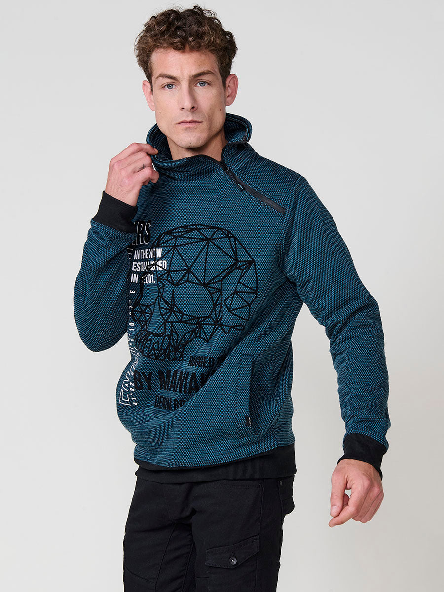 Sudadera Hombre Cuello Alto con Cremallera y Estampado – Koroshi 2521SU17