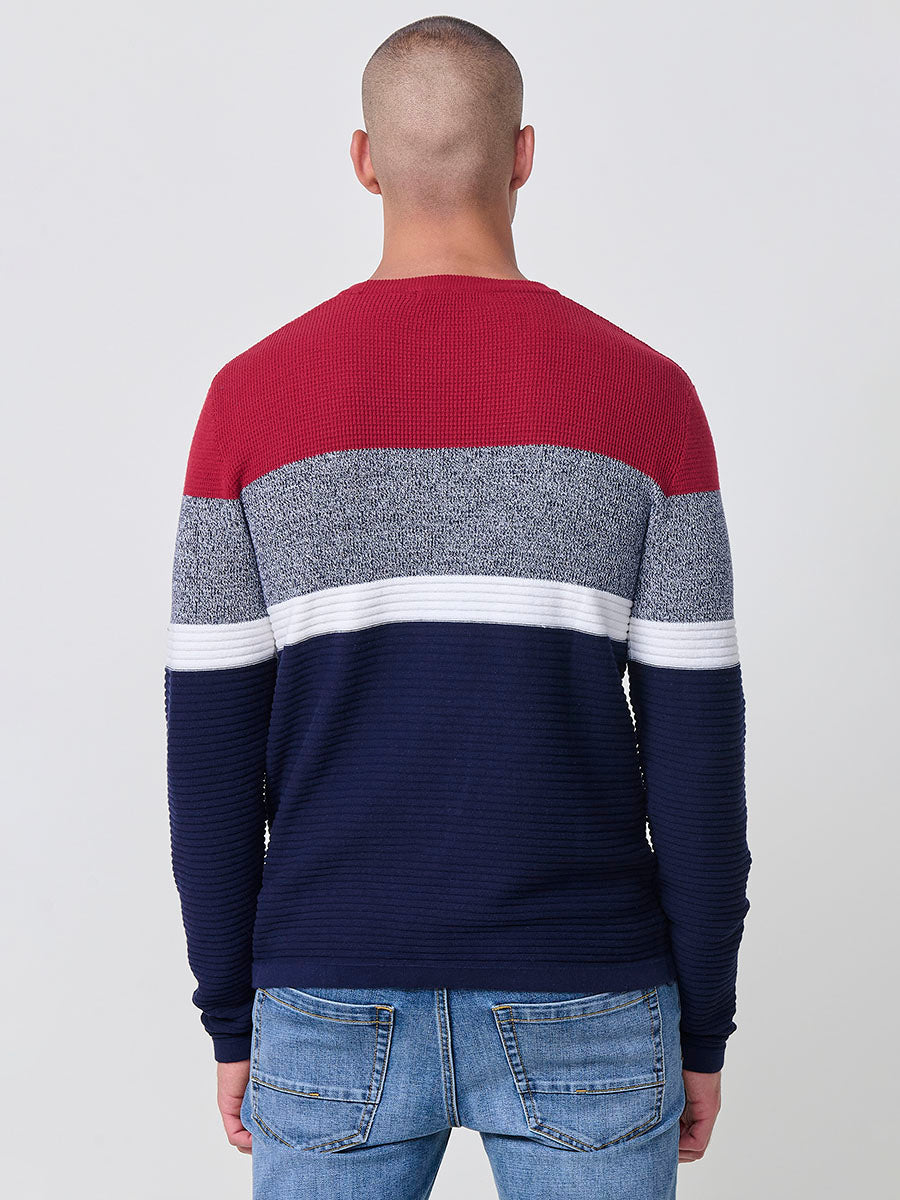 Jersey Punto Hombre Rayas Color Block Cuello Redondo – Koroshi 2521TR13