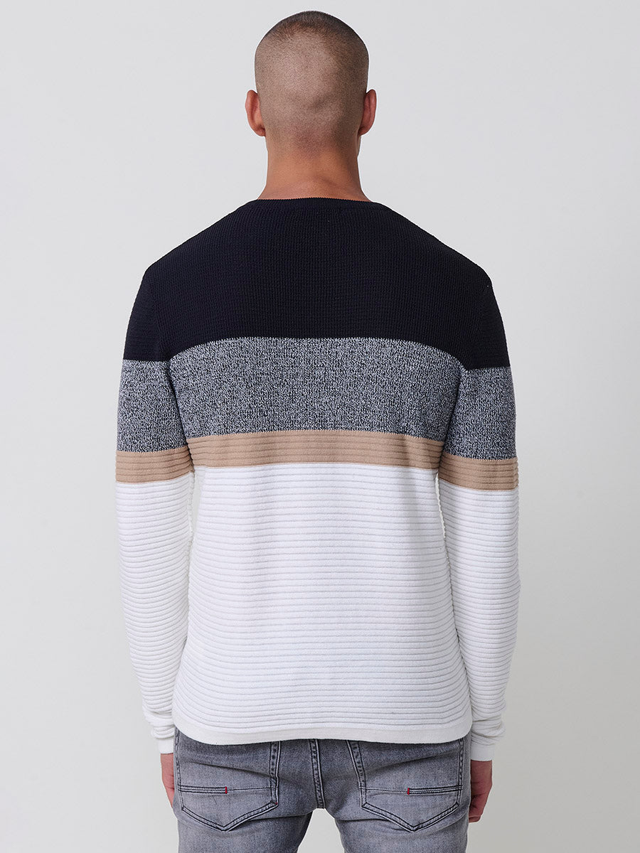 Jersey Punto Hombre Rayas Color Block Cuello Redondo – Koroshi 2521TR13