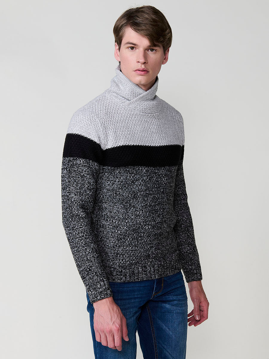 Jersey Punto Hombre Cuello Alto Cruzado Color Block – Koroshi 2521TR30